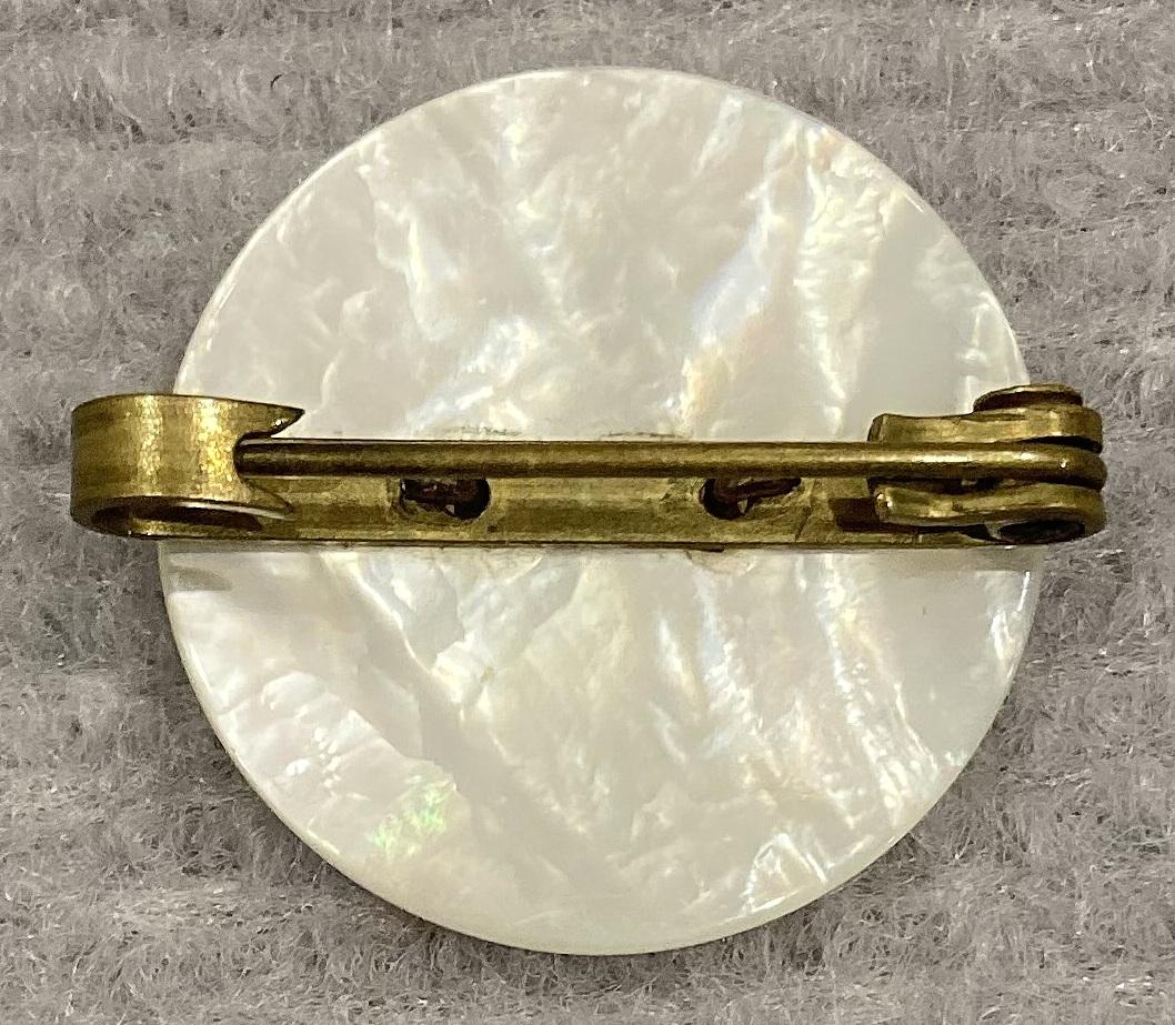 Reverse of King's Royal Rifle Company mother of pearl sweetheart brooch