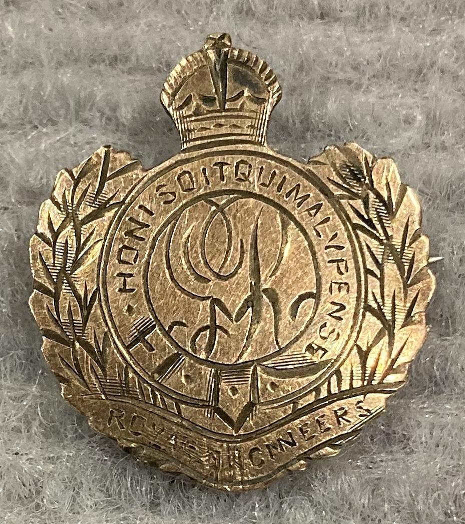 Royal Engineers engraved metal sweetheart brooch
