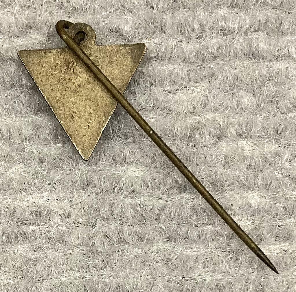 Reverse of WWI era Y.M.C.A. Red Triangle fundraising pin