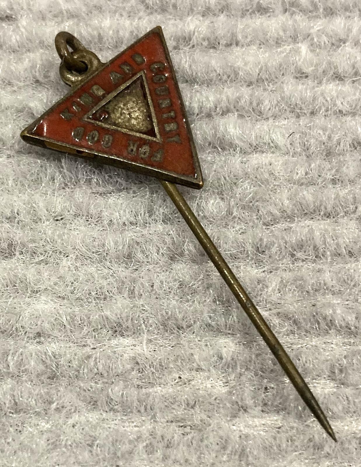WWI era Y.M.C.A. Red Triangle fundraising pin