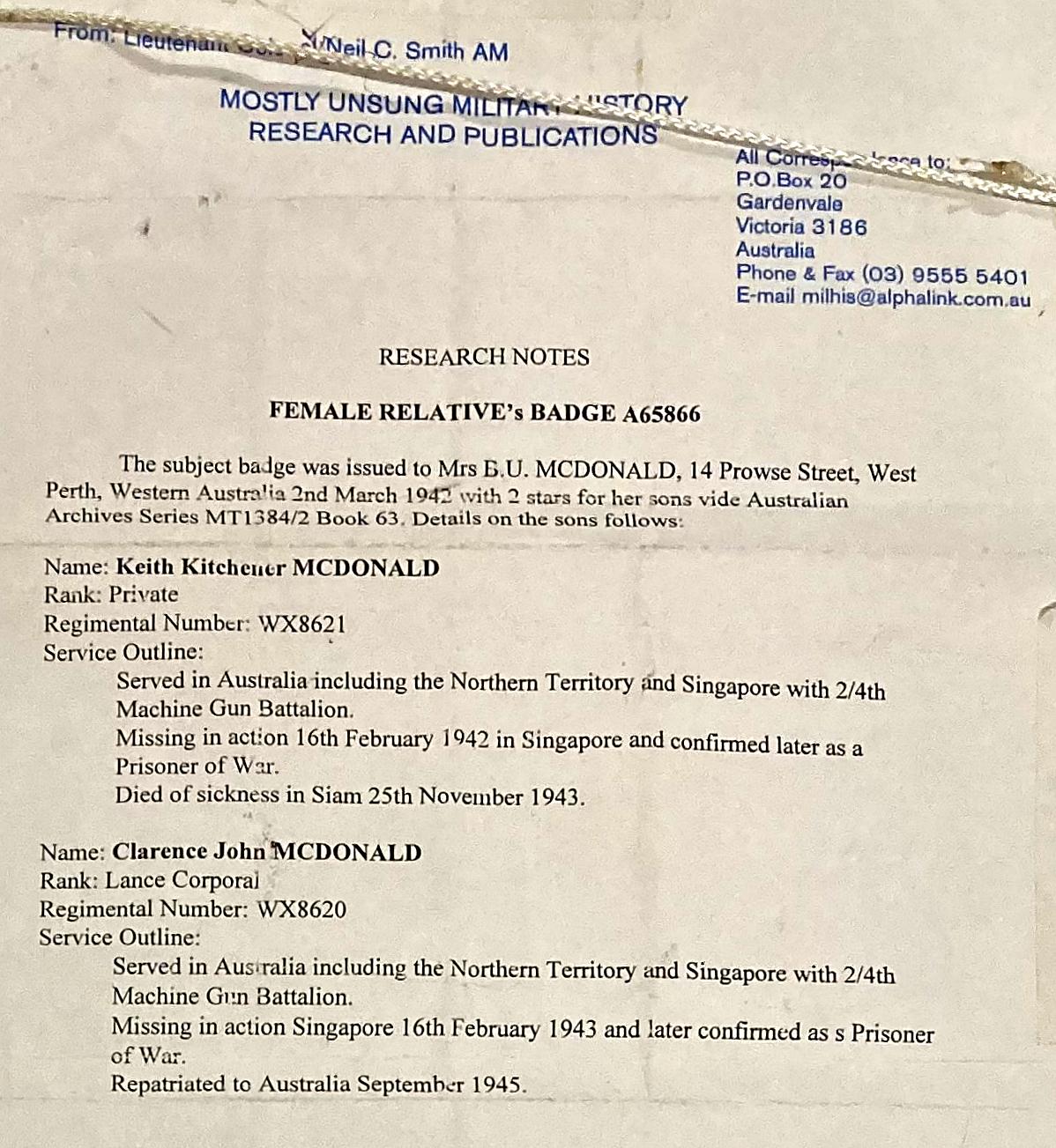 Reseach done by Mostly Unsung regarding the McDonald brothers