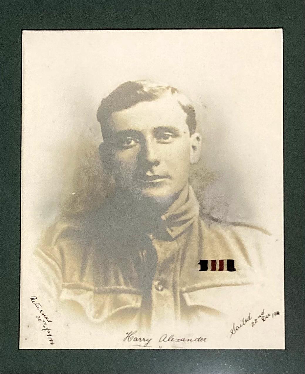 Close-up of portrait of A.I.F. soldier, Harry Alexander M.M.