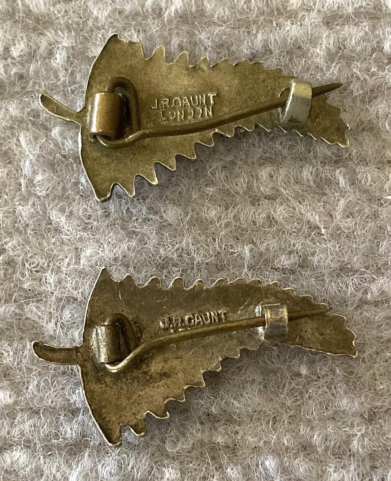 Reverse of WWI era NZ silver fern sweetheart brooches - small