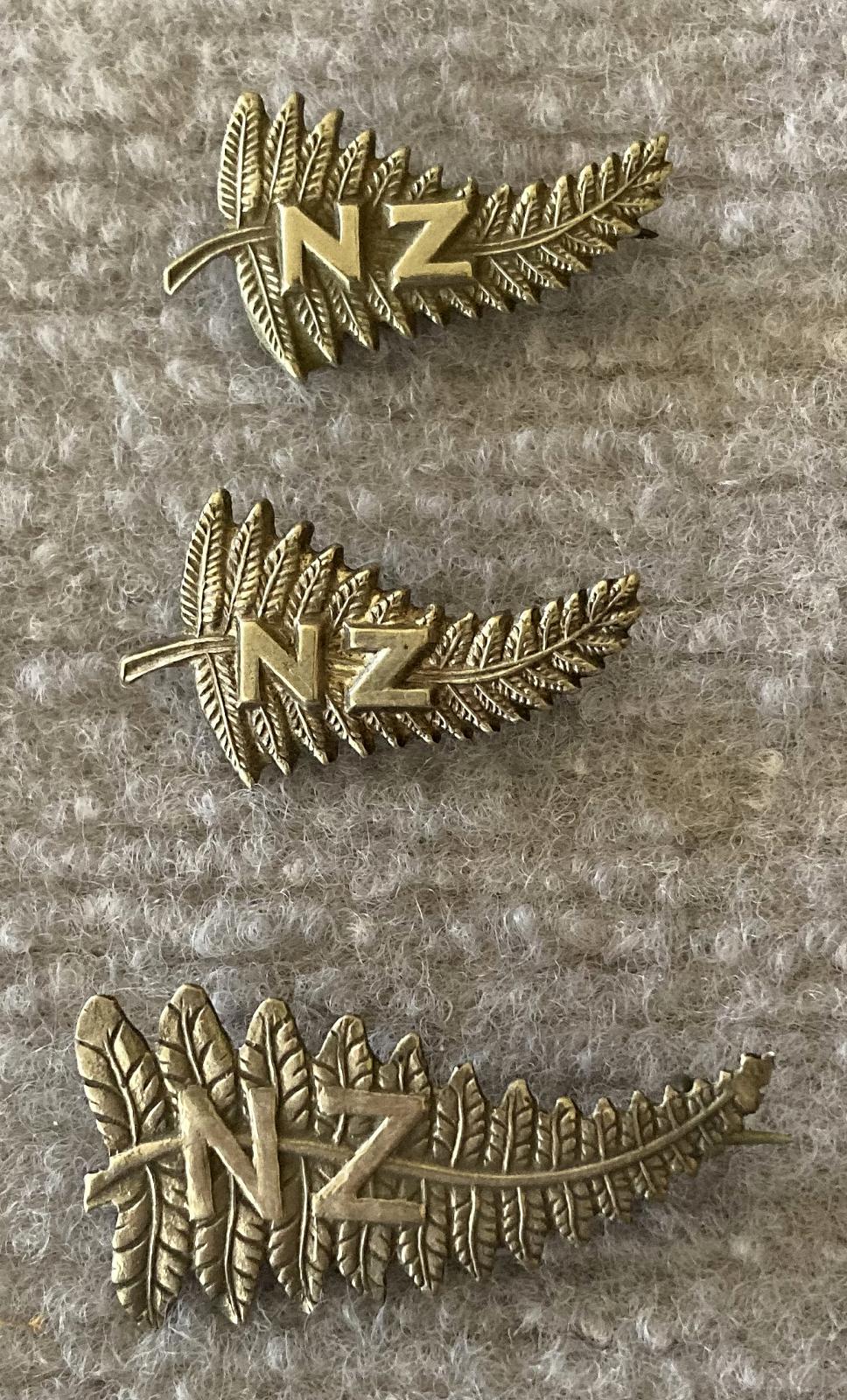 WWI era NZ silver fern sweetheart brooches - large and small