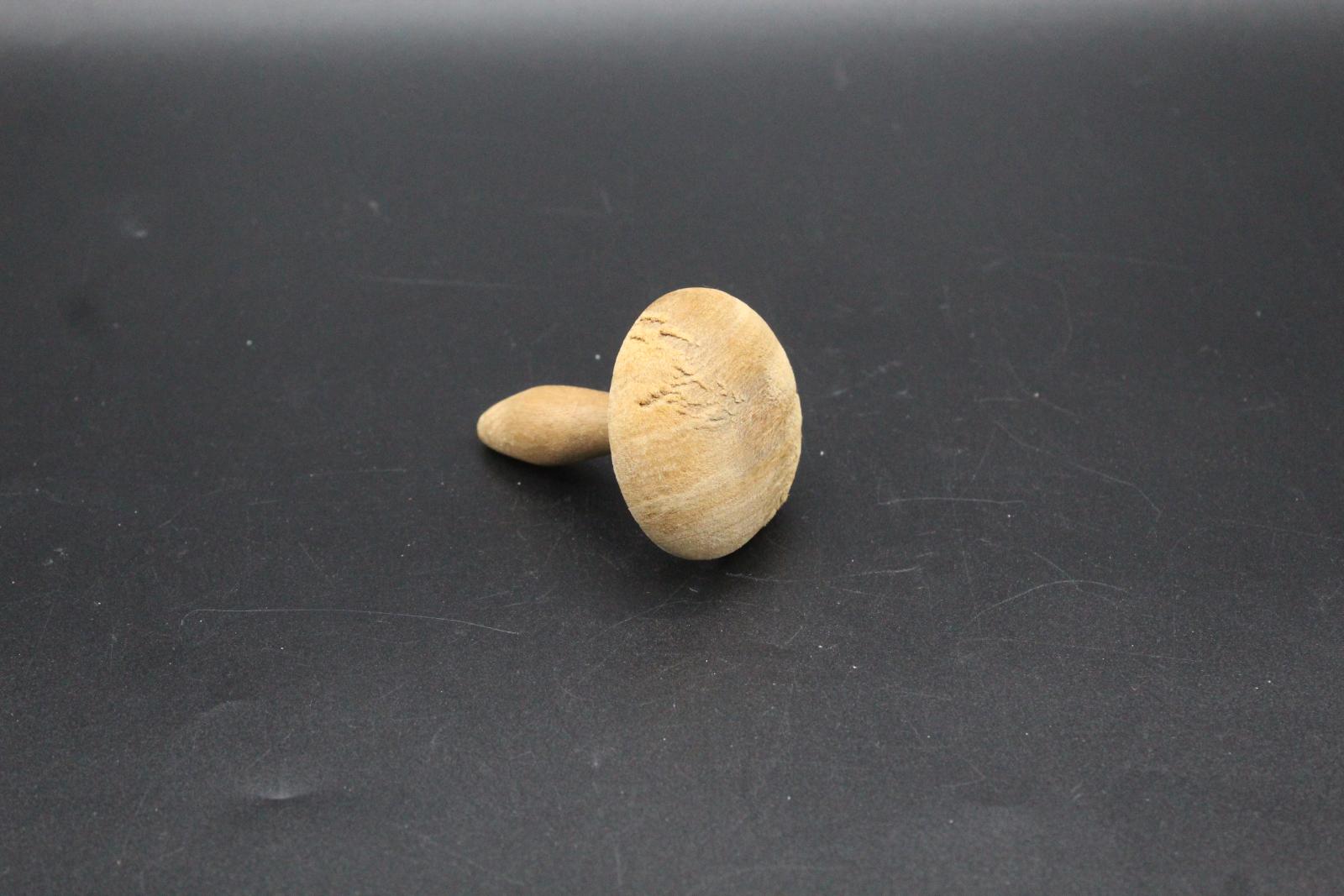 A round, wooden darning mushroom.