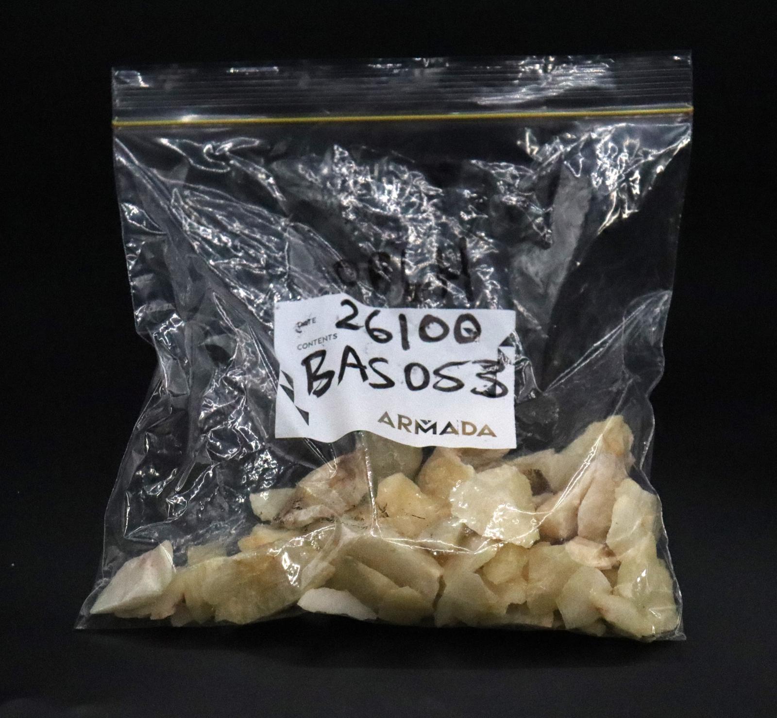 The bag contains mainly small sharp white stones. 