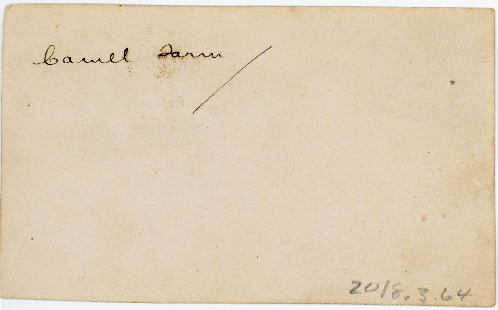 Rear view showing inscription.