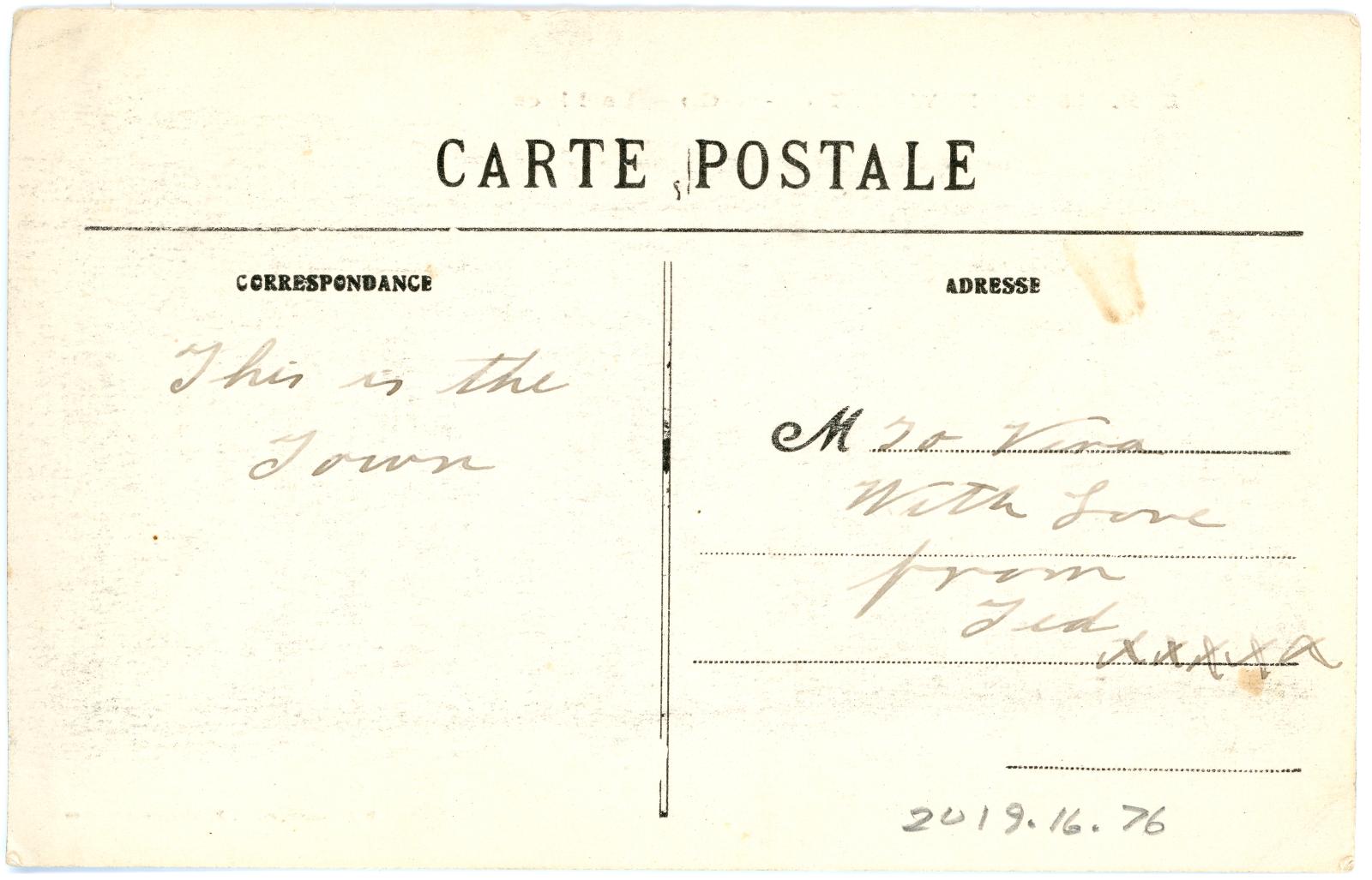 First World War Postcard ‘Le Waast’ sent from Pte. Edward Charles MOUCHEMORE, 6351