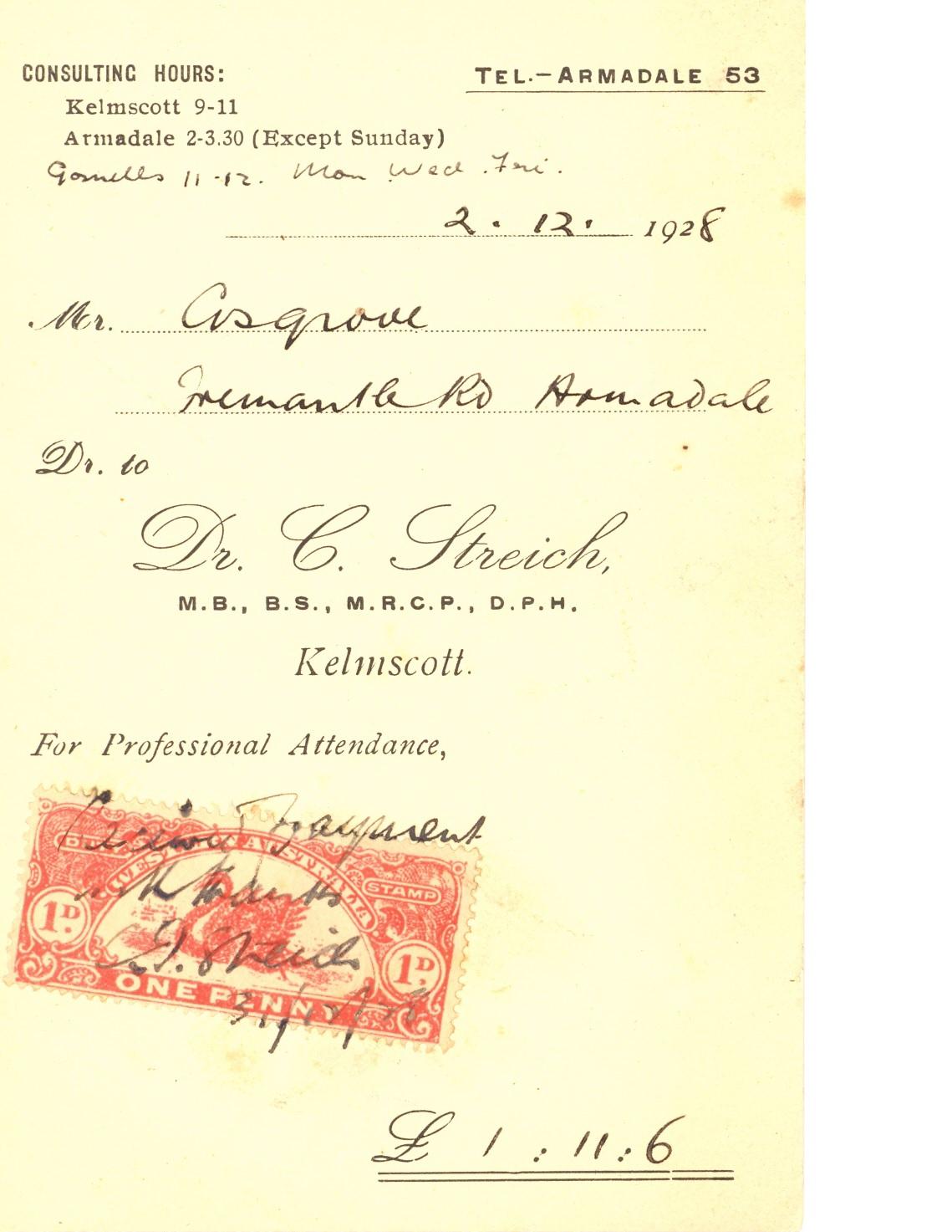 Receipt of payment for a constitution.