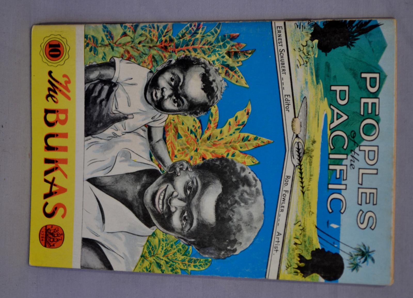 The front cover of the tenth book in a series describing the inhabitants of islands in the Solomon Sea, entitled The BUKAS.