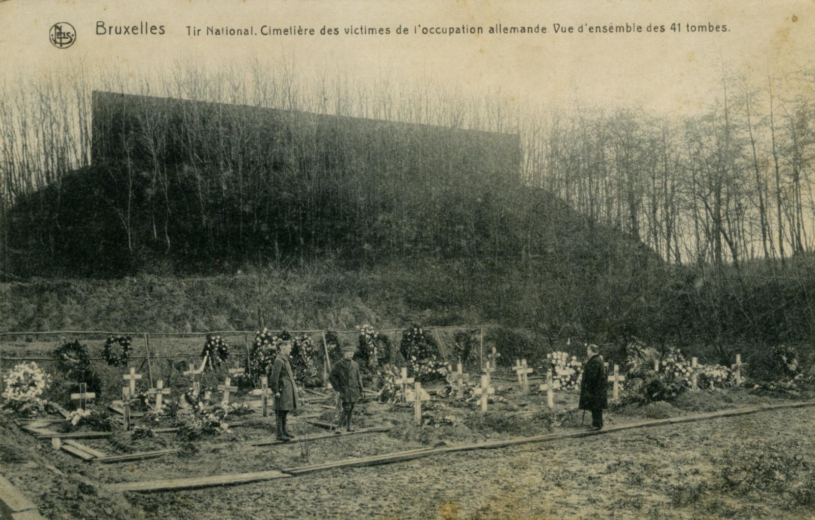 Postcard showing the 'Cemetery of the victims of the German occupation' in Brussels