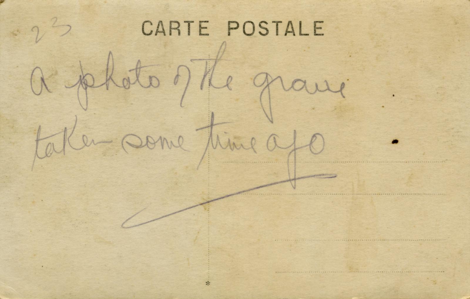 Reverse of postcard showing the grave of Edith Cavell in Brussels - 2