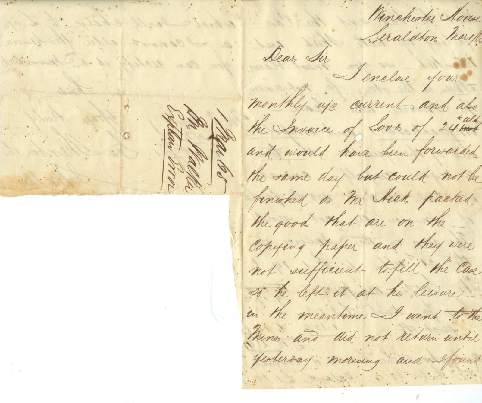 Letter from Geo. Shenton & Co re error