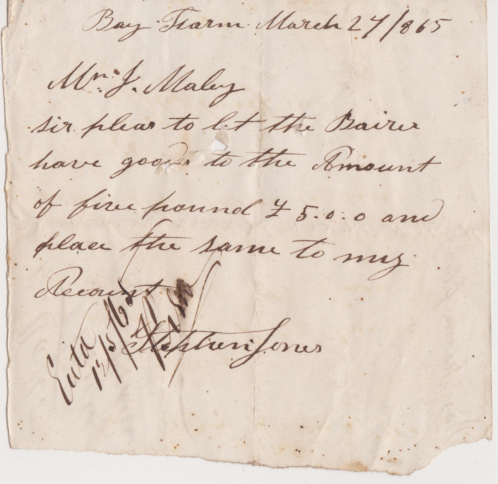 Promissory note from Stephen Jones