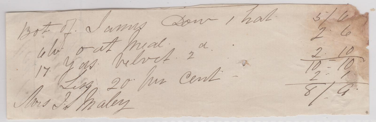 Invoice from J. Dow to Mrs J.S. Maley