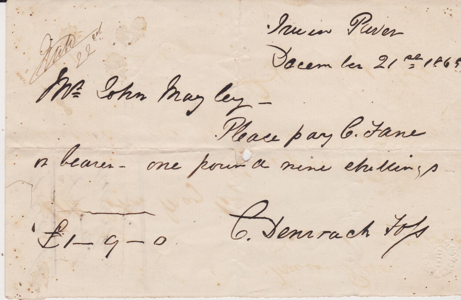 Promissory note from C.D. Foss