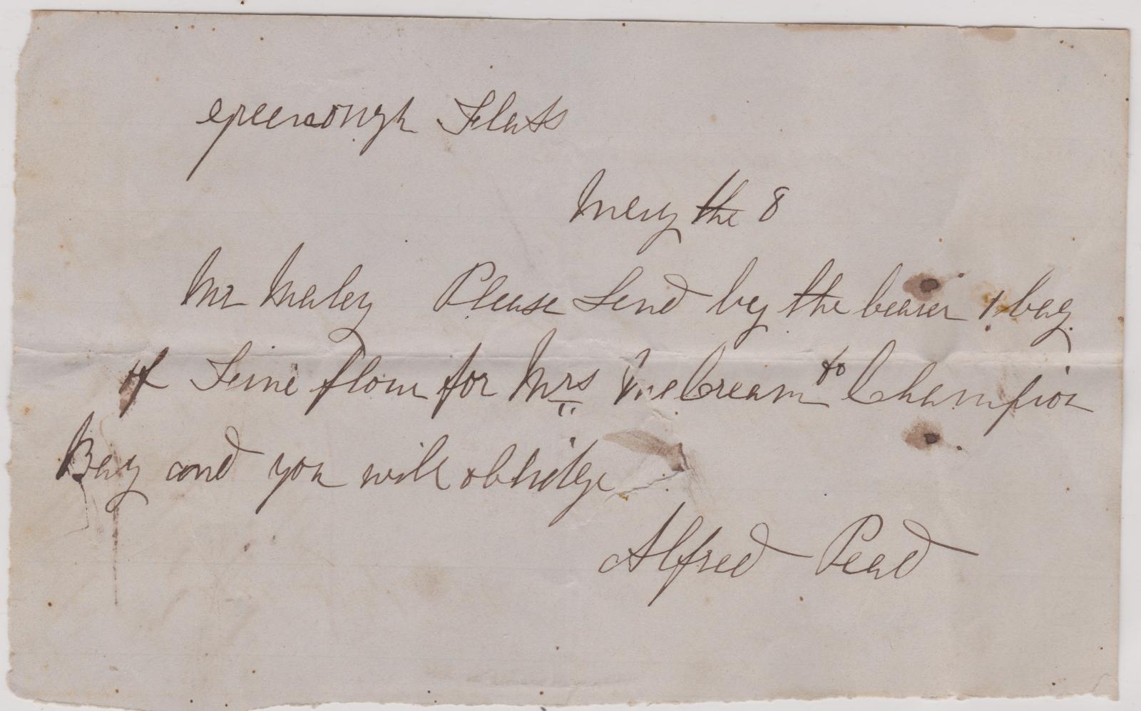 Order for flour from Alfred Pead