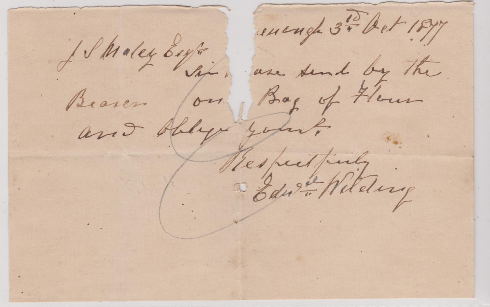 Order for flour from Edward Wilding