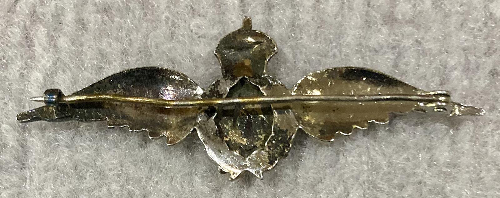 Reverse of Royal Air Force silver tone sweetheart brooch - 1