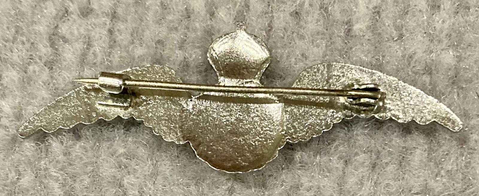 Reverse of Royal Air Force silver tone and enamel sweetheart brooch - 1