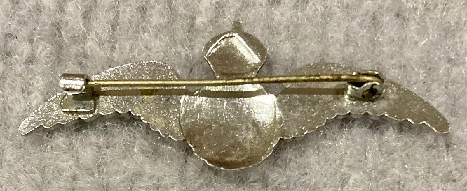 Reverse of Royal Air Force silver tone and enamel sweetheart brooch - 2