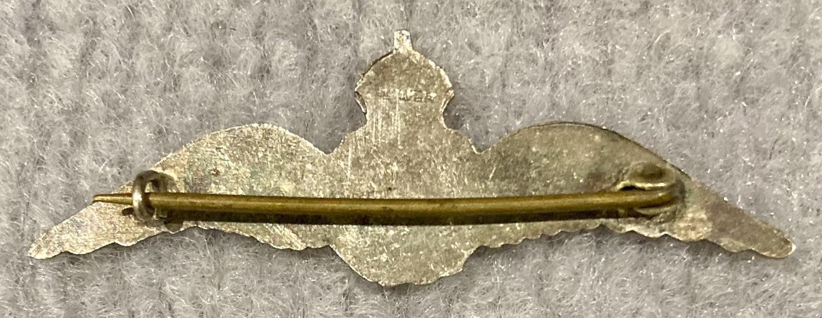 Reverse of Royal Air Force silver sweetheart brooch - 1