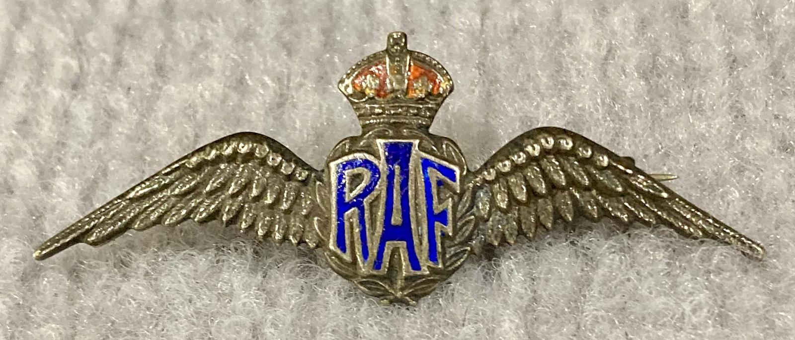 Royal Air Force sterling silver and enamel sweetheart brooch - 1