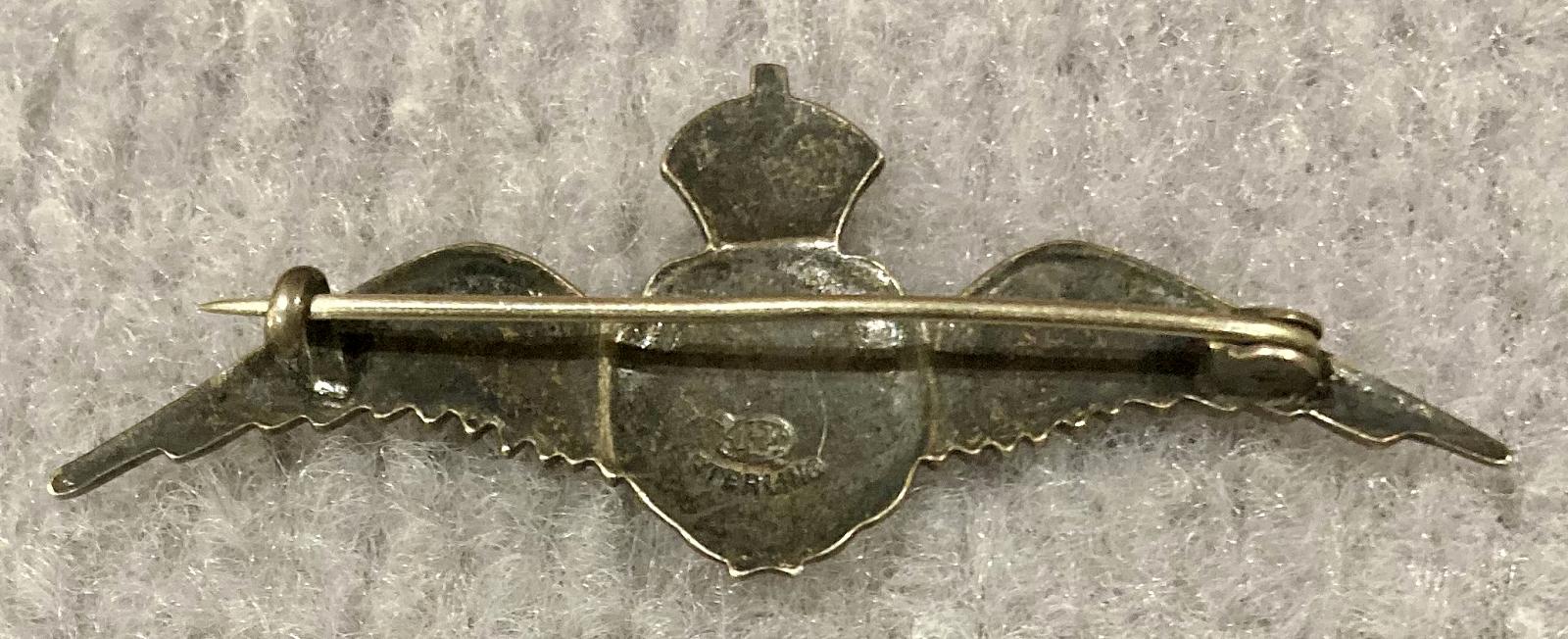 Reverse of Royal Air Force sterling silver and enamel sweetheart brooch - 1 - pin closed