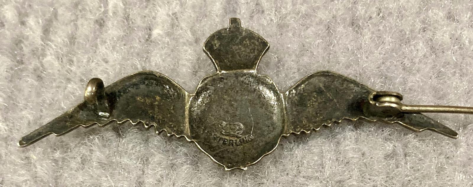 Royal Air Force sterling silver and enamel sweetheart brooch - 1 - pin open