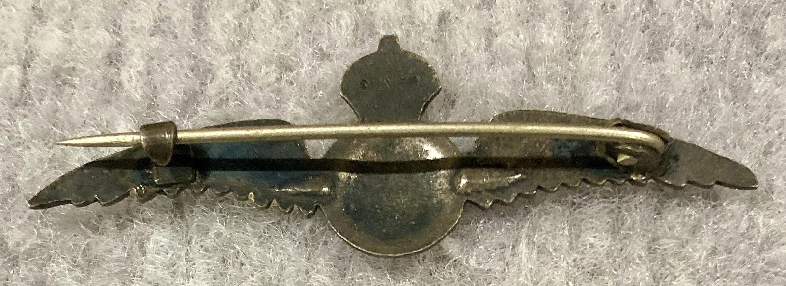 Reverse of Royal Air Force blue and white enamel sweetheart brooch - 2