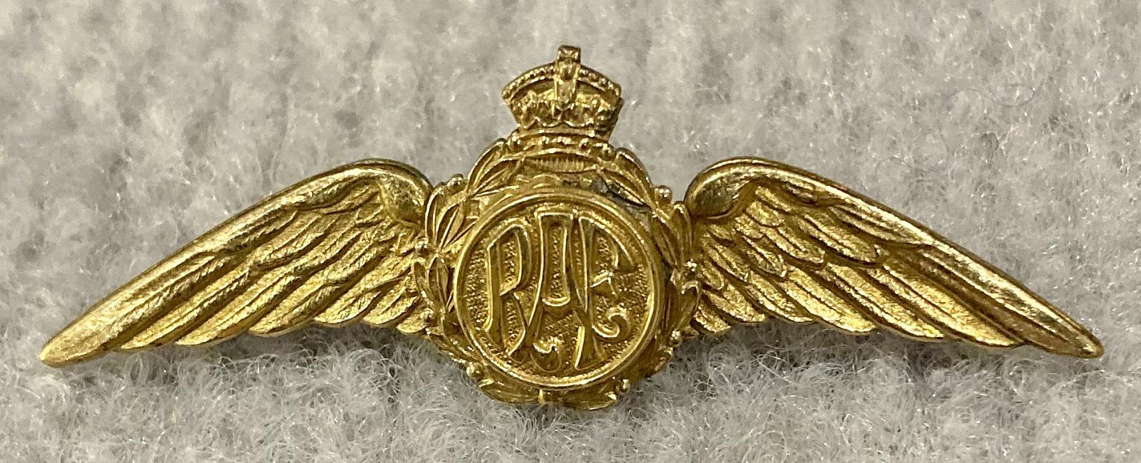 Royal Air Force gold filled sterling silver sweetheart brooch
