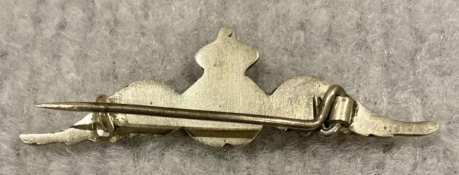 Reverse of Royal Air Force handmade silver tone sweetheart brooch