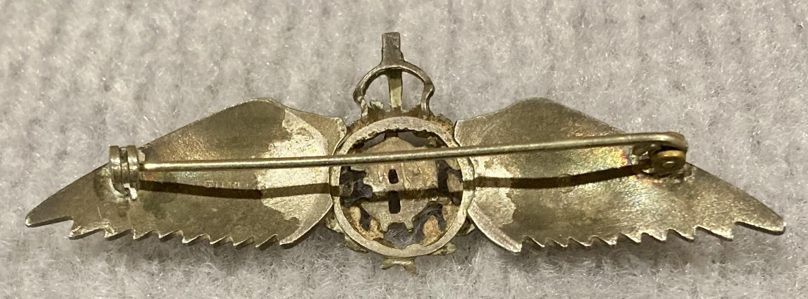 Reverse of Royal Canadian Air Force sterling silver sweetheart brooch - 1 - pin closed