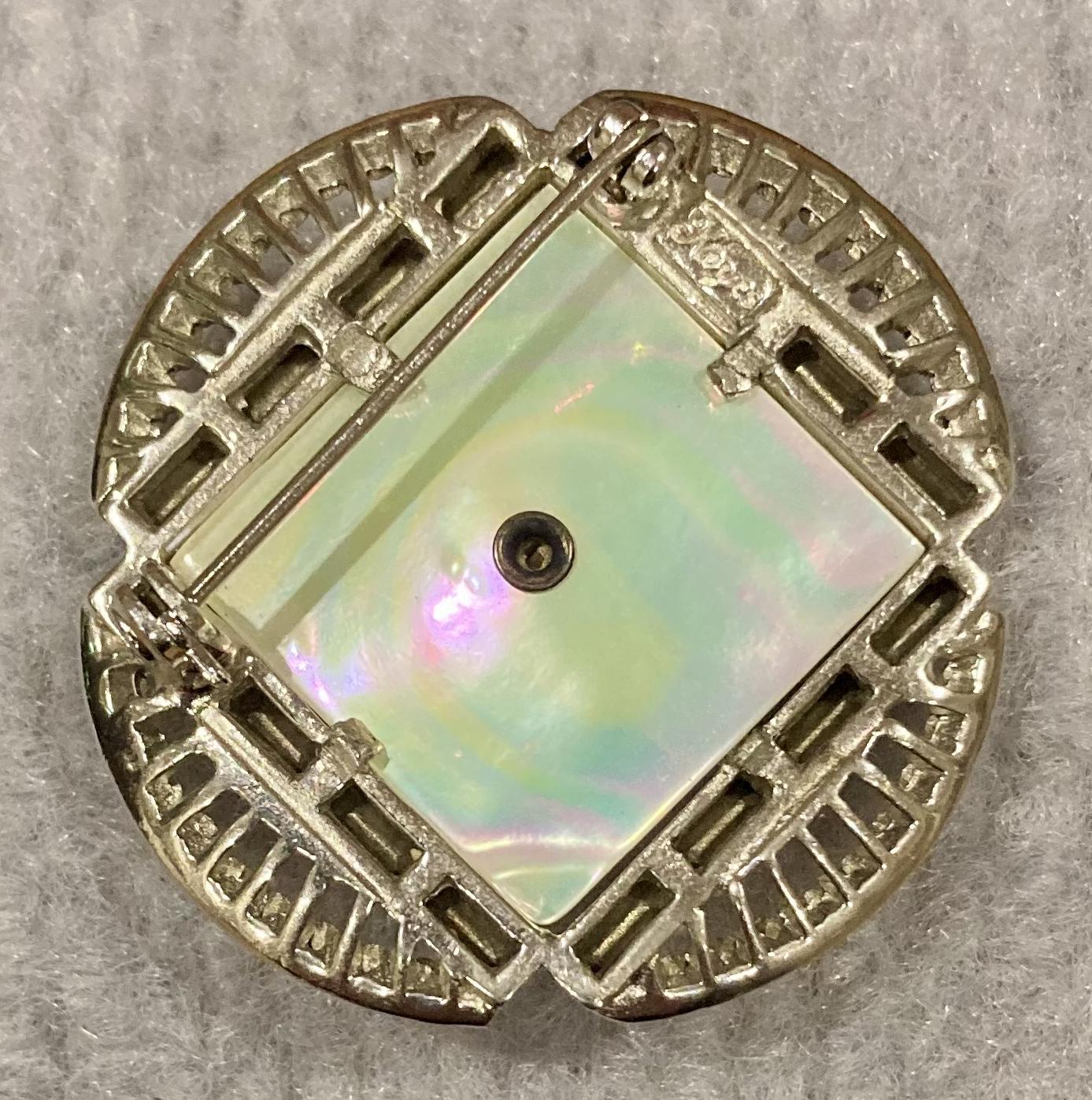 Reverse of Royal Canadian Air Force diamonte, mother of pearl and enamel sweetheart brooch 