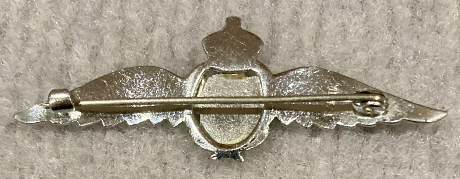 Reverse of Royal Australian Air Force diamonte and enamel sweetheart brooch