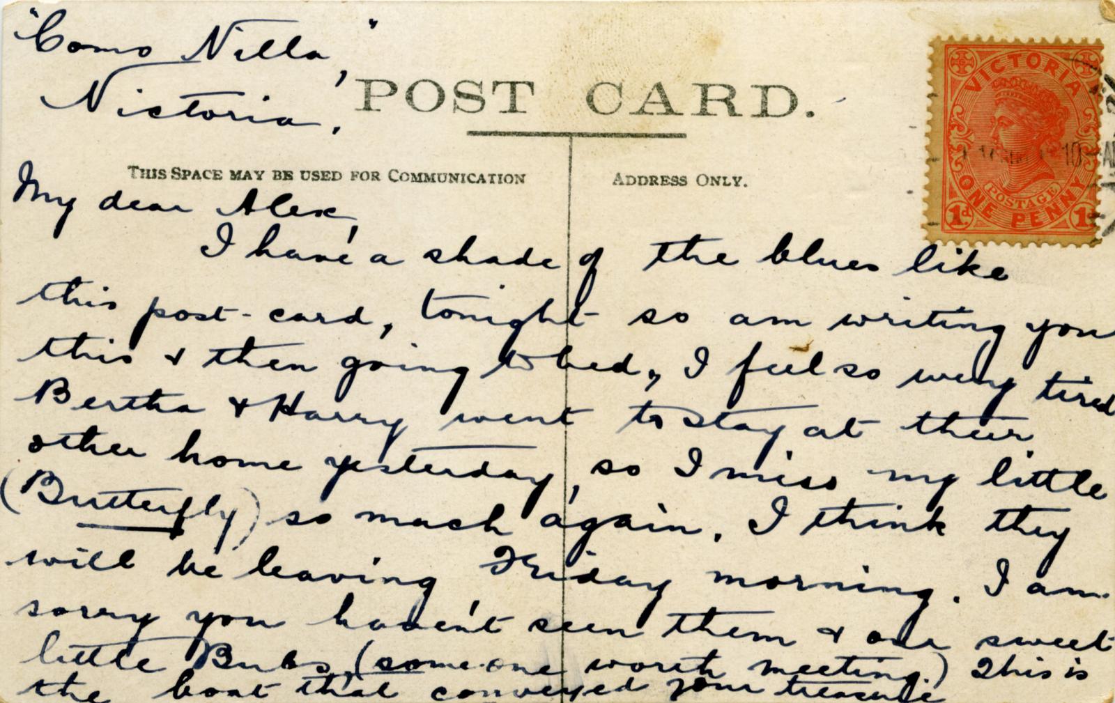 Reverse of colour postcard of T.S.S. Wyreema - 1911