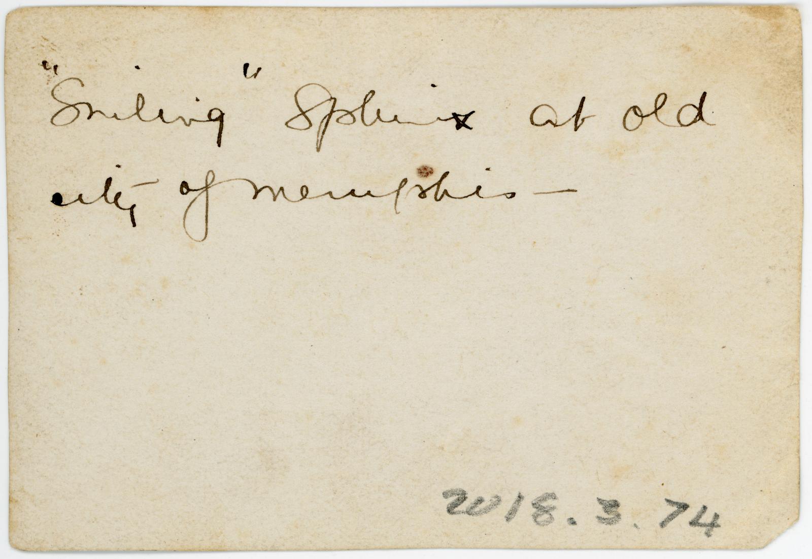 Rear view showing inscription.