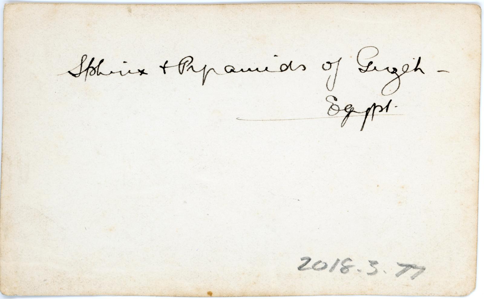 Rear view showing inscription.