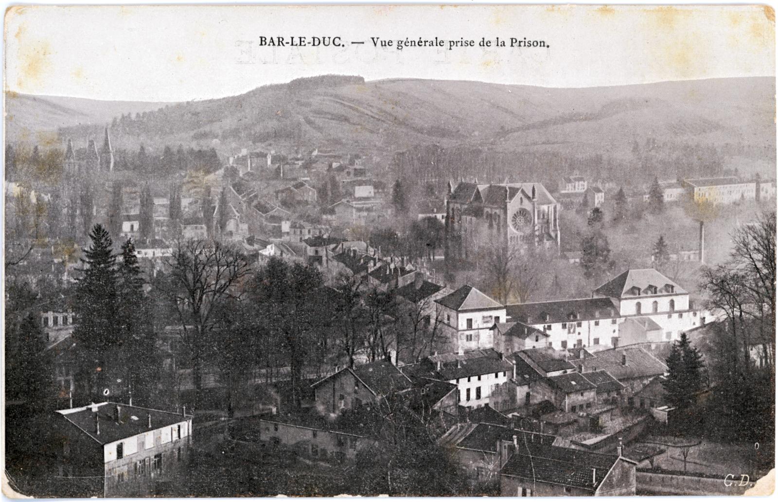 First World War Postcard ‘Bar-le Duc – Vue generale prise de la Prison’ sent from Pte. Edward Charles MOUCHEMORE, 6351
