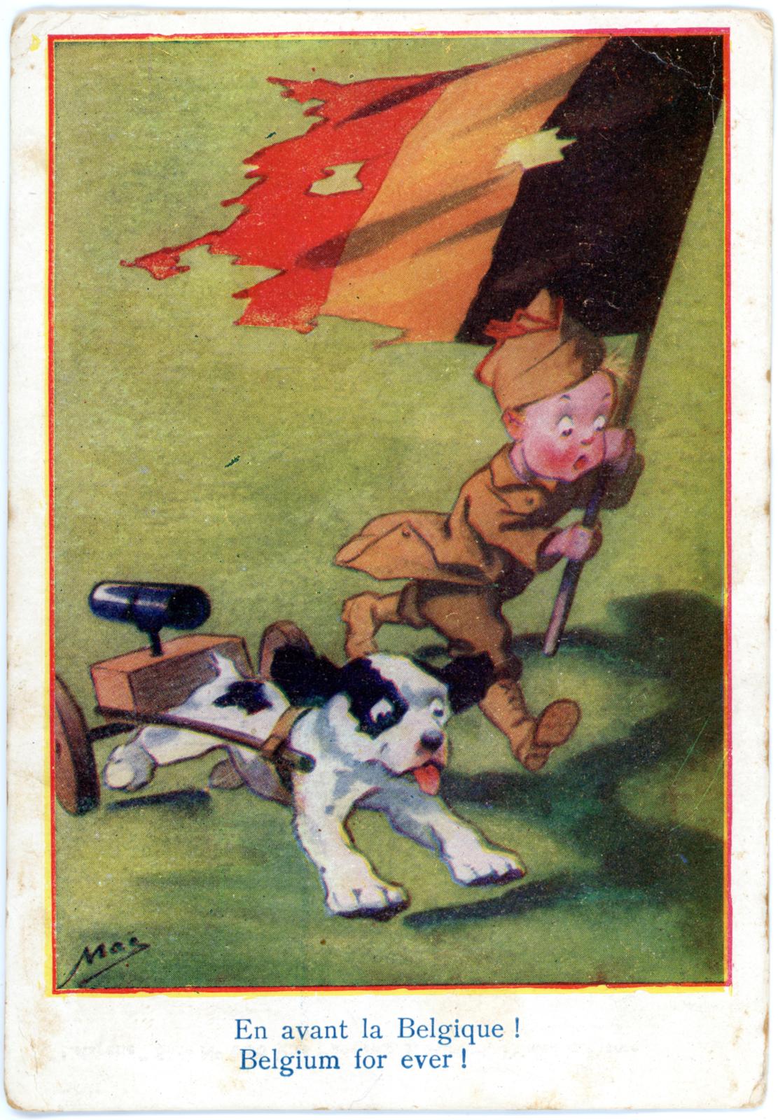 First World War Postcard ‘Belgium for ever!’ sent from Pte. Edward Charles MOUCHEMORE, 6351