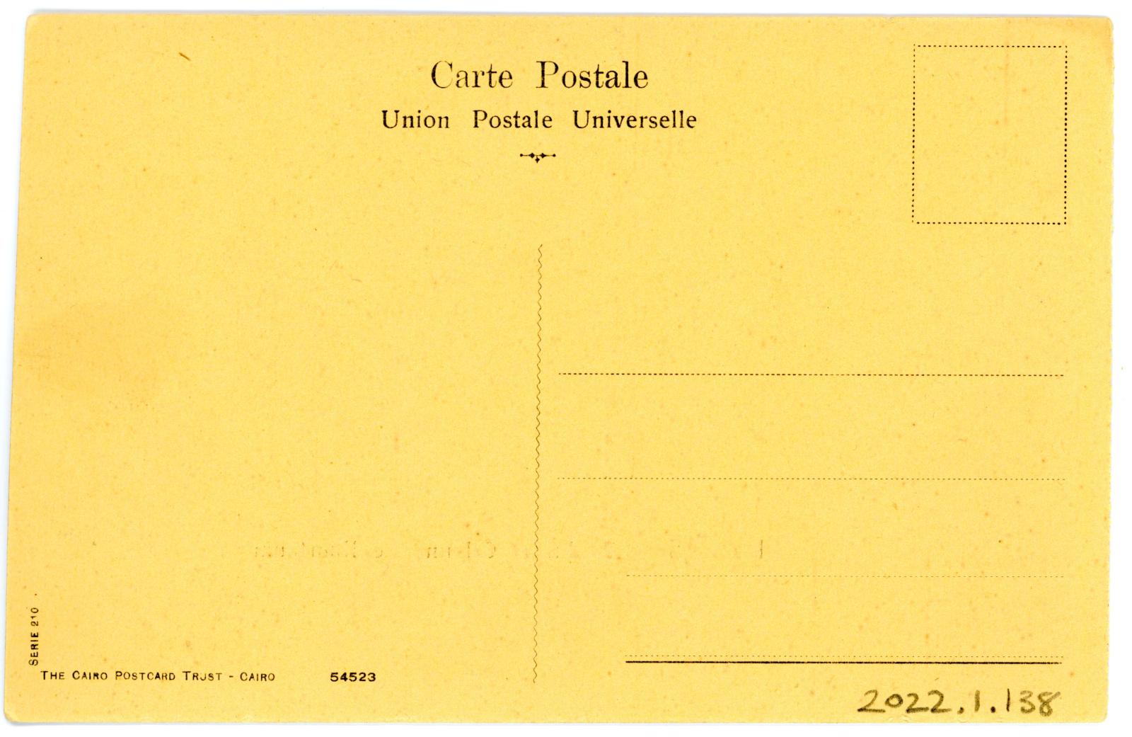 Rear View of Postcard