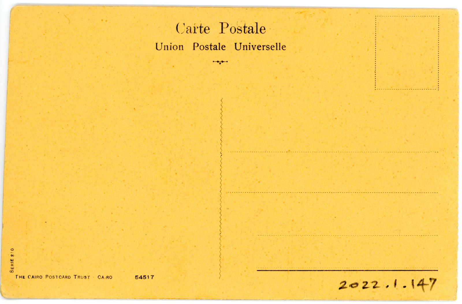 Rear View of Postcard