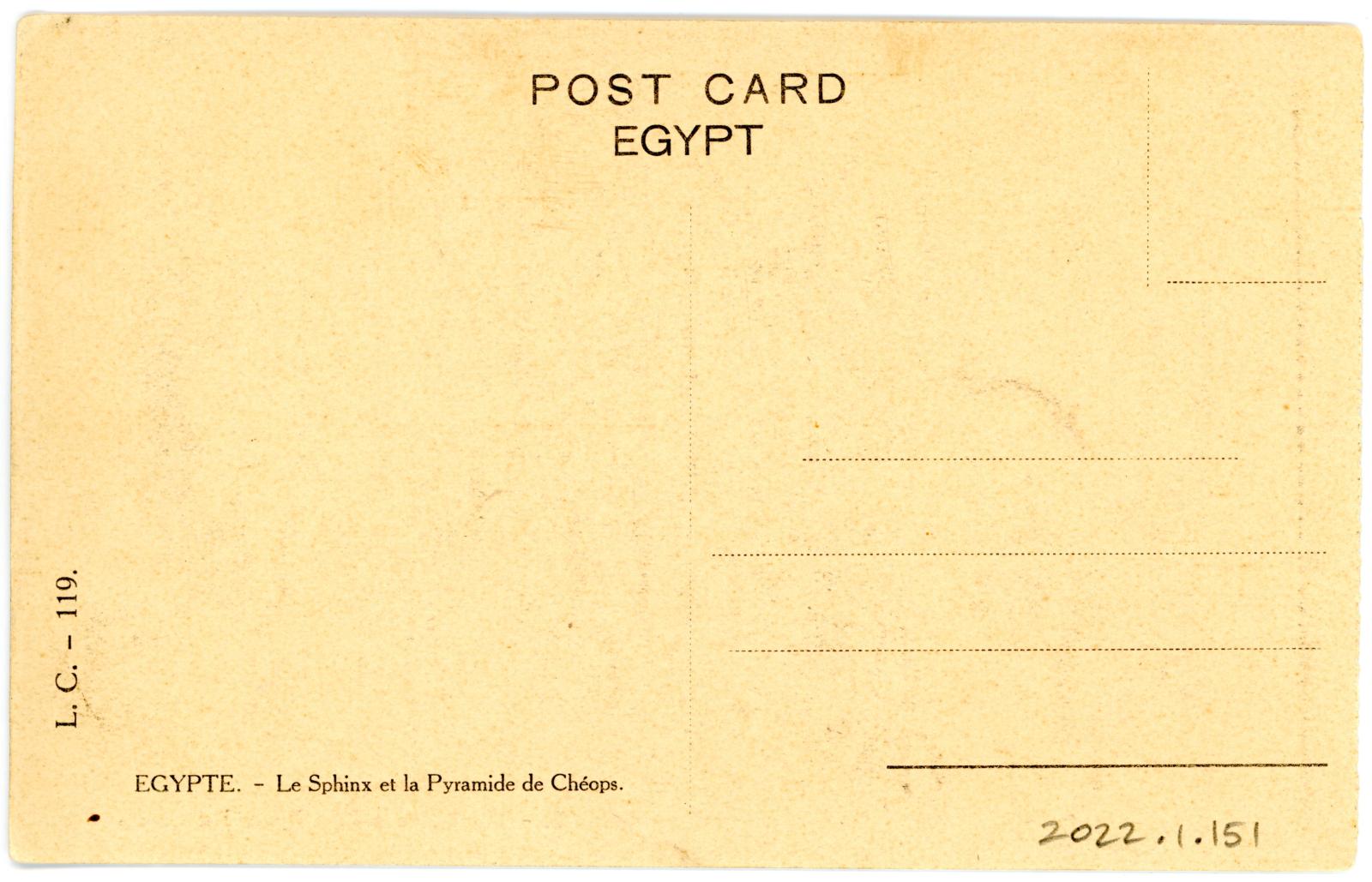 Rear View of Postcard
