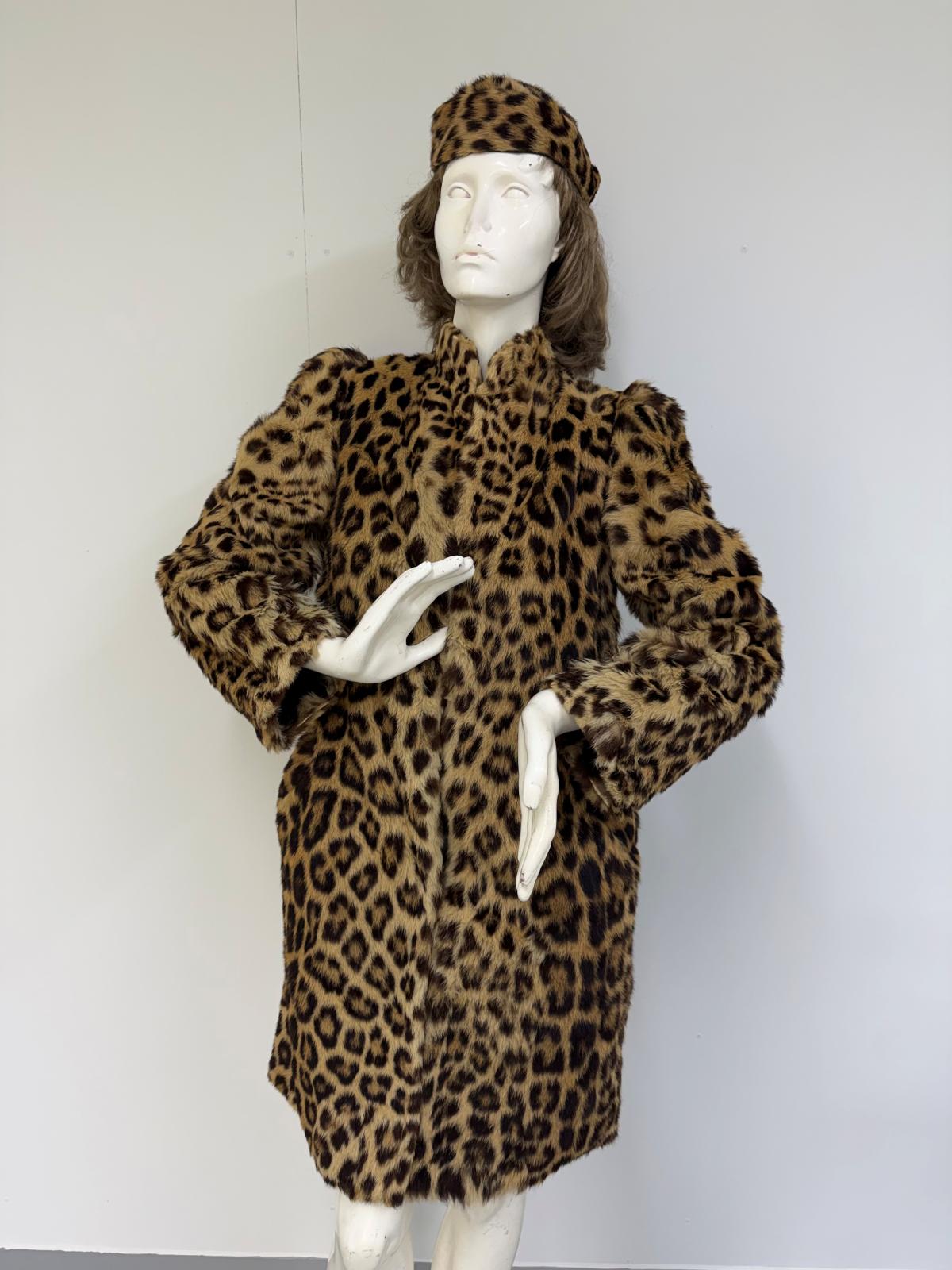 Leopard skin coat and hat (front)