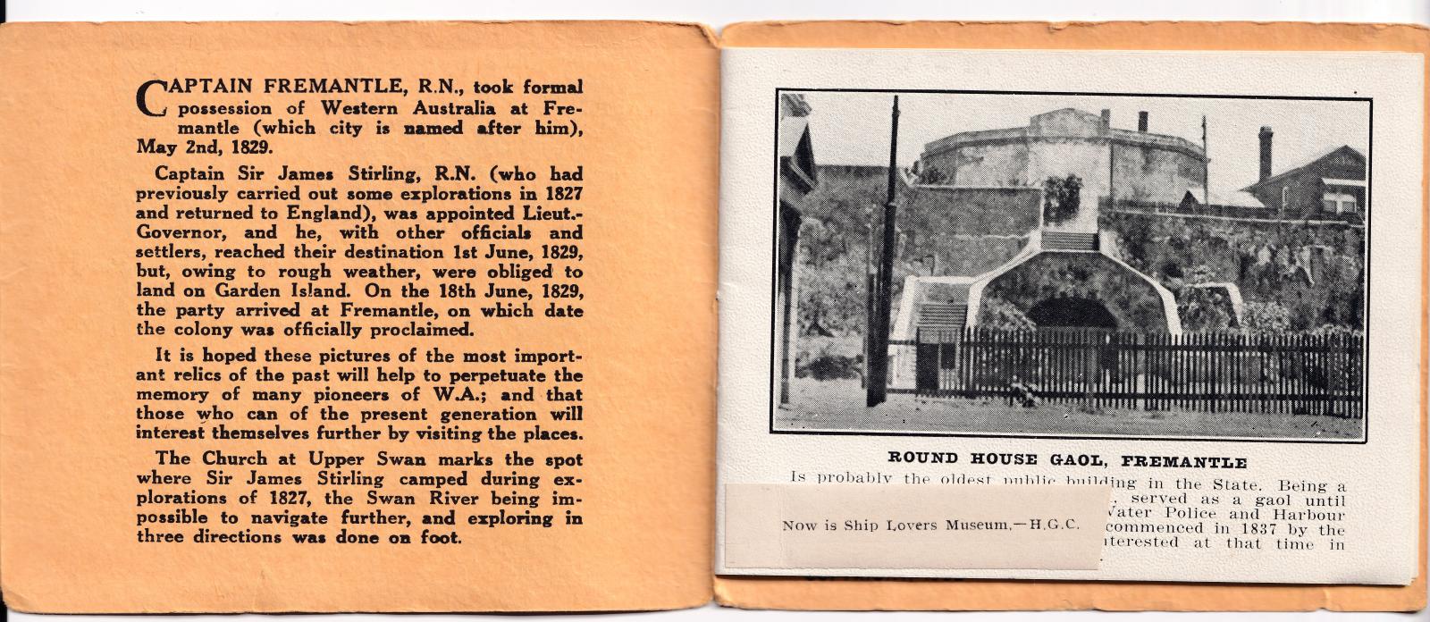 Booklet - "Historical Places of WA" (inside cover)