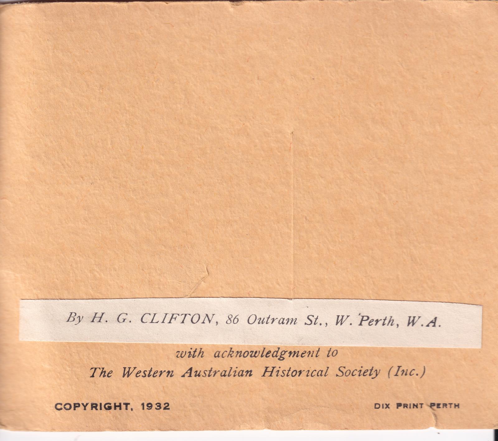 Booklet - "Historical Places of WA" (back page)