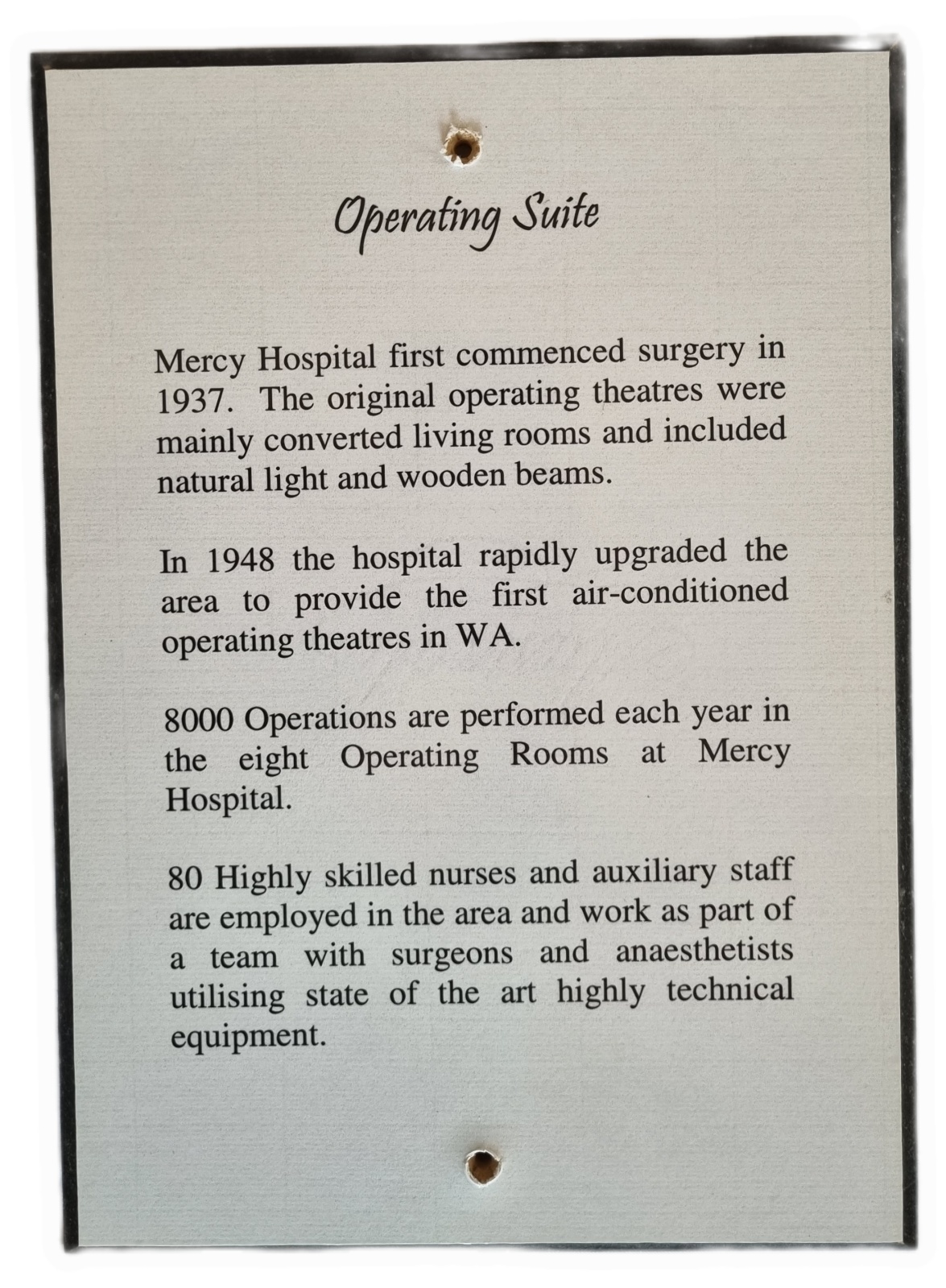 26-378.2 Woodblock-print of description of the Operating Suite photo without background.  picture with scale and tag.