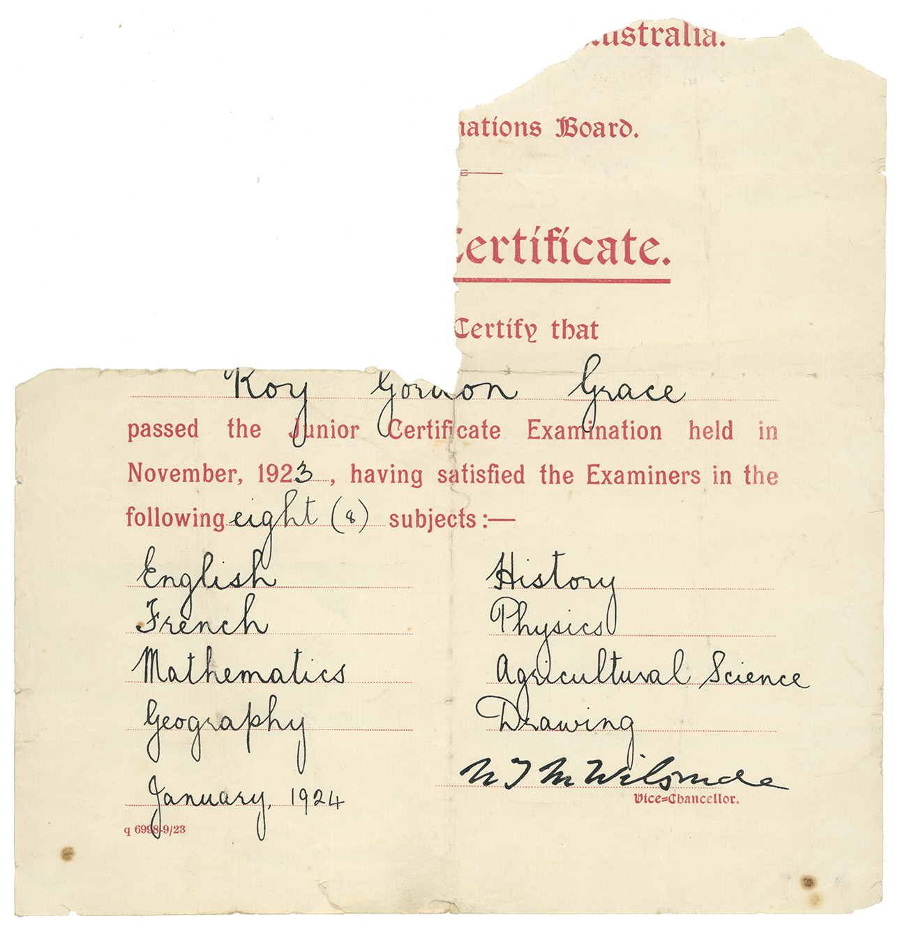 Roy Grace - Junior Certificate