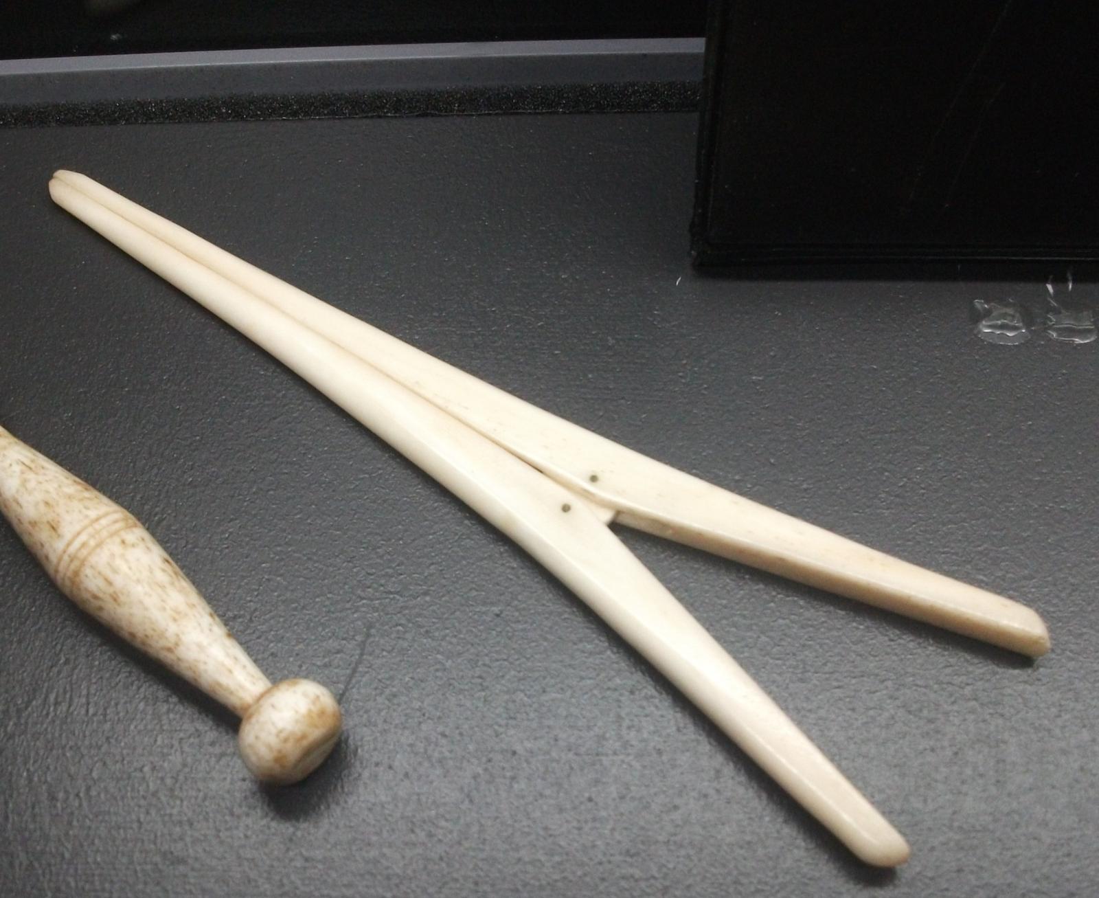 A pair of forceps made from whalebone. 