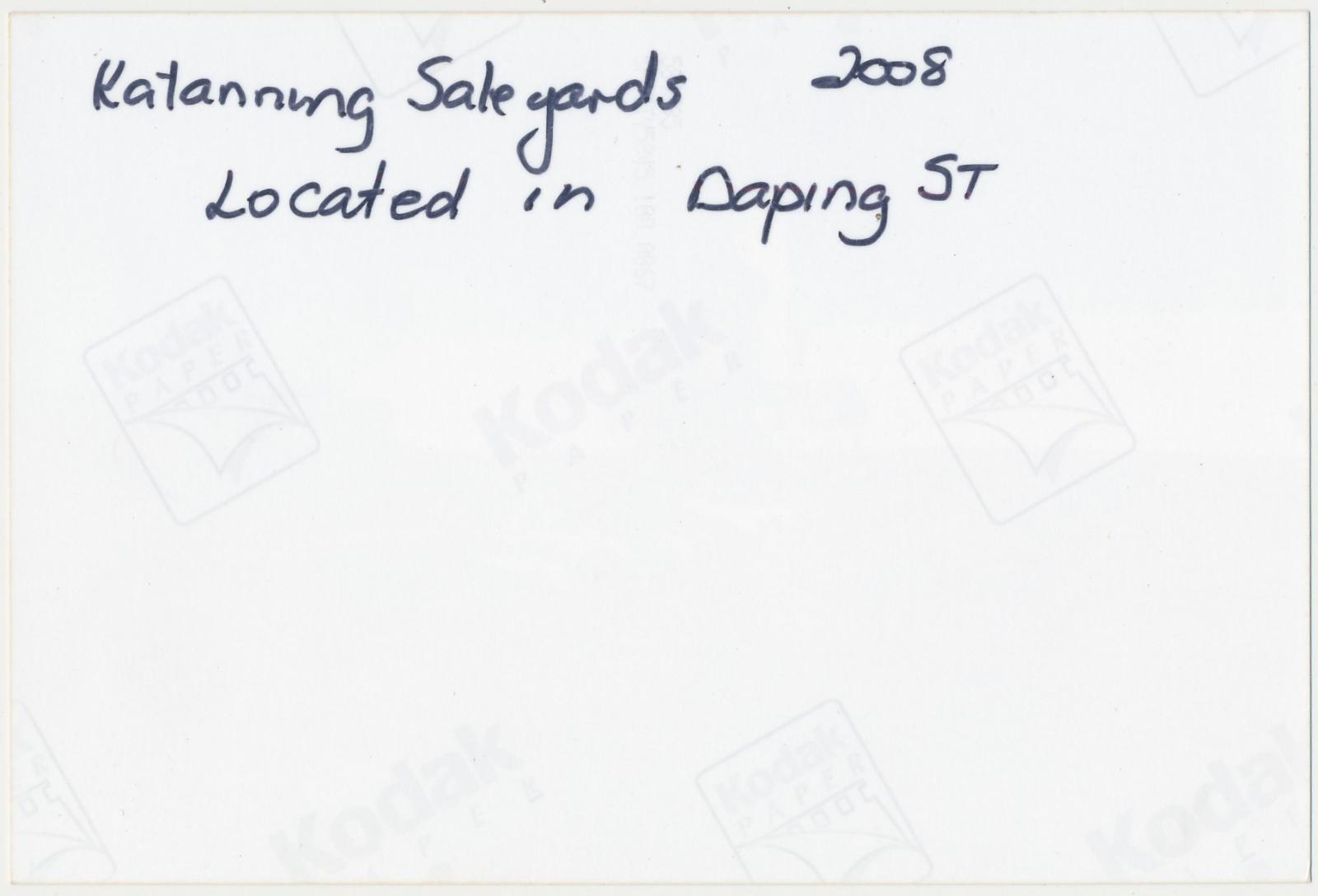 Back of photograph of Katanning Sale Yards